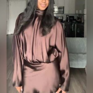 New with tags! Zara Satin style Brown/ scarf style back